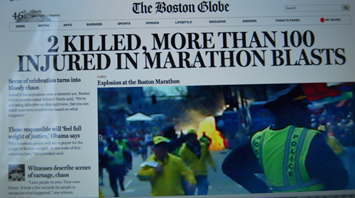 La "une" de " The Boston Globe, (photo Dahmane Soudani)