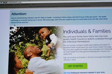 Preuve du succès d’Obamacare, le site des services de santé de New York est engorgé (photo d’écran par Dahmane Soudani