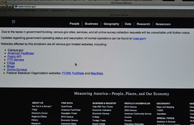 Le site de l’Office fédéral de recensement des Etats-Unis ne répond plus (photo d’écran par Dahmane Soudani)