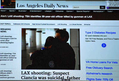 La presse locale, comme ici, le Los Angeles Daily News en a fait sa une (photo d’écran DS)