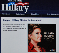 Hillary Rodham Clinton , lance la campagne des souscriptions (photo d'écran DS) 