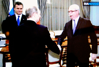 Christophe de Margerie avec Vladimir Poutine (photo écran RN, DR)